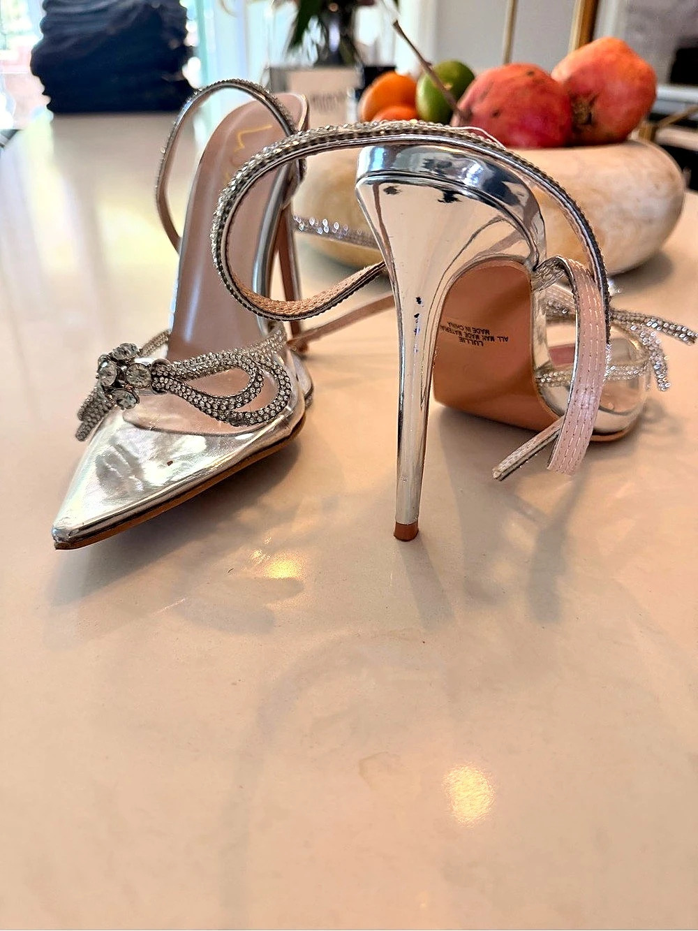 LULUs Rhinestone Bow Pointed-Toe Heels - Picture 5 of 7